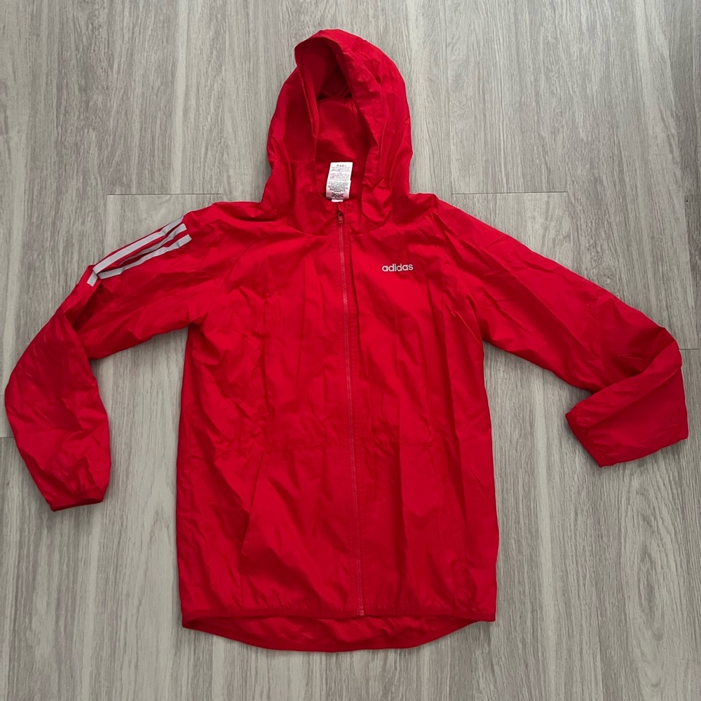adidas Kids Bright Red Raincoat with Hood size 14-16